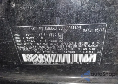 2018 Subaru Impreza 2.0I Premium from USA, damaged, VIN 4S3GTAD65J3747930